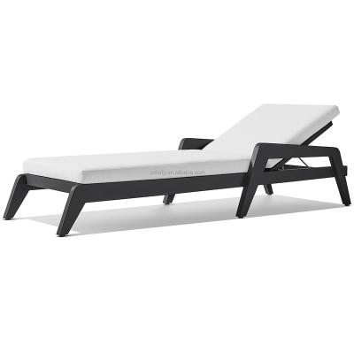 China 2022 Modern Luxury Outdoor Aluminum Beach Rattan Folding Bed Furniture Metal Chaise Lounge for sale