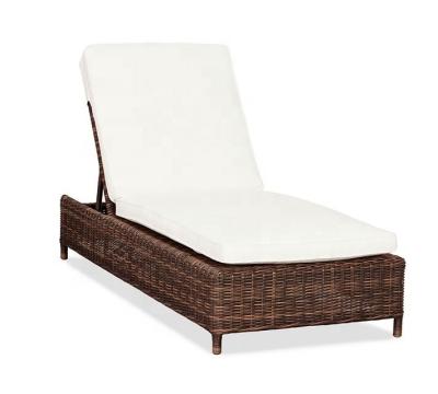 China Modern all weather outdoor furniture poolside lounge chaise single rattan wicker sun bed for sale