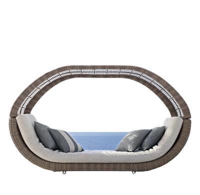 China Contemporary Modern All Weather Wicker Garden Furniture Rattan Outdoor Patio Garden Daybed for sale