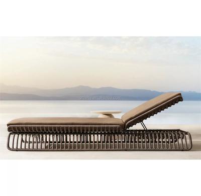 China Outdoor Rattan Chaise Lounge Leisure 2022 Modern Outdoor Rattan Wicker Beach Folding Bed Furniture for sale