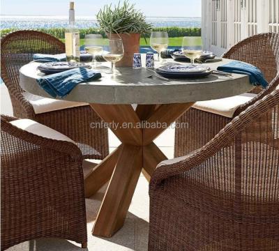 China Modern Garden Material Mix Teak Furniture Outdoor Cement Table Top Dining Table And Chairs for sale