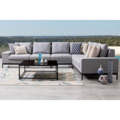 China Modern Luxury Outdoor Furniture Balcony Furniture Fashion Outdoor Sofa Set L Metal Sectional Sofa Set for sale