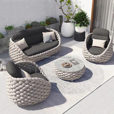 China Modern Modern Outdoor Garden Patio Furniture Sofa Set All Weather Outdoor Rope Sofa Set for sale