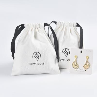 China Custom Eco-Friendly Eco-Friendly Cotton Small Pouch Organic Muslin Calico Fabric Canvas Promotional White Drawstring Bag With Logo Printed for sale