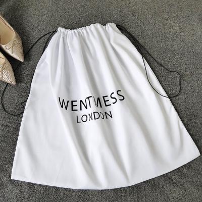 China Custom LOGO Large Eco-friendly Cotton Shoes Drawstring Dust Proof Shopping Storage Bag for Bags and Shoes for sale