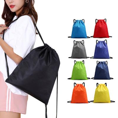 China Custom Wholesale Cheap Promotional Colorful Eco-friendly Logo Sublimation Printed 210d Polyester Sports Gym Backpack String Drawstring Bags for sale