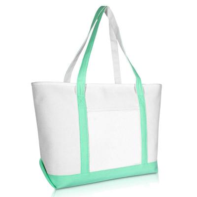 China Multi Color Luxury Ship Shape Mint Green Large Zipper Tote Fruits Grocery Shopping Shoulder Bag for sale