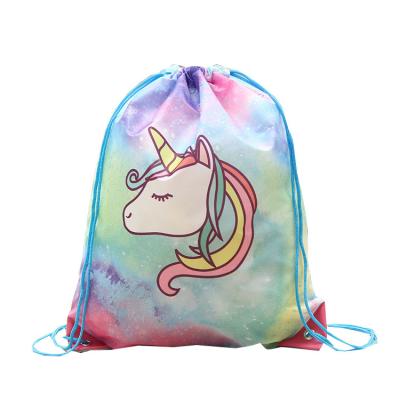 China Cute Reversible Sequins Travel Bag Gifts Girls Strap Kids Unicorn Drawstring Backpack Bag Holographic Bag for sale