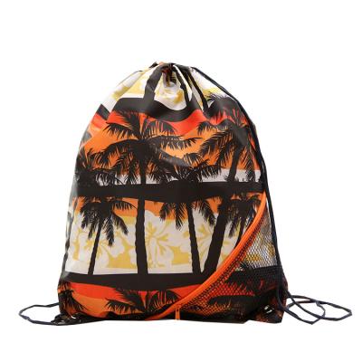 China Travel Bag Hawaii Travel Closure Digital Printing Soft Cloth Drawstring Backpack Luxury Zippered Compostable Bag for sale