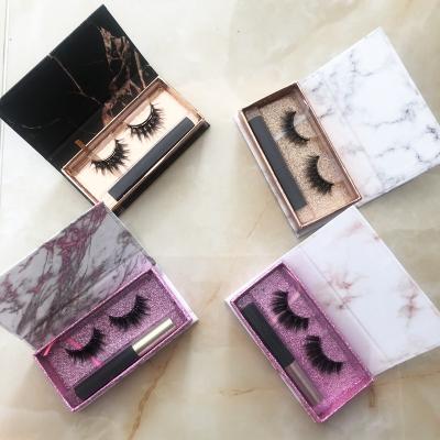 China 25mm Long Eyelash Boxes False Eyelash Storage Boxes 25mm Natural Custom Marble Wick Packaging for sale