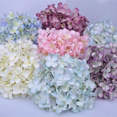 China High Quality Silk Hydrangea Artificial Flower Wall Hydrangea Flower Head For Wedding Home Decoration for sale