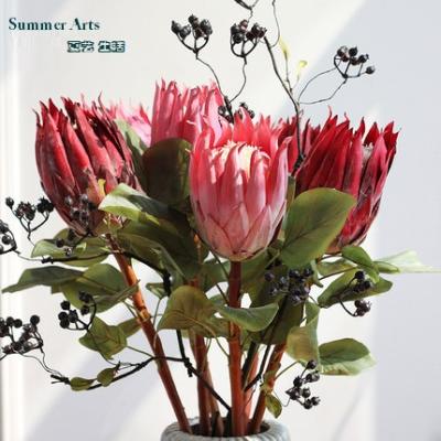 China Hand Made Protea Cynaroides King Protea Big Flowers Group Of Branches Artificial Flowers China Yarn Factory for sale