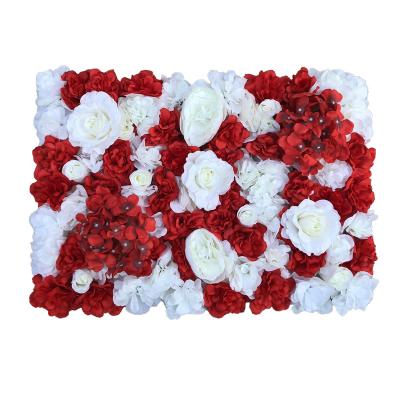 China High Quality Silk Fabric Customized Artificial Silk Wedding Roll Up Flower Wall Rose Backdrop for sale