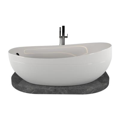 China 2022 3D Model Design White Soaking Freestanding Boat Shaped Acrylic Freestanding Bathtub for sale