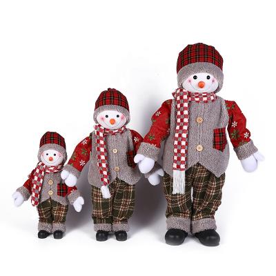 China Christamas Home Decoration 30~120cm Christmas Standing Snowman With Beret And Scarf Traditional Holiday Figurine Collection Christmas Series for sale