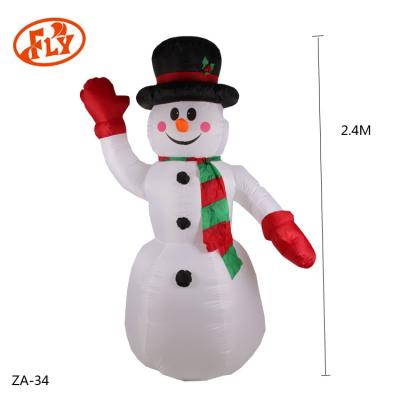 China 2020 New Product 2.4m Giant Polyester Fabrics Inflatable Snowman With Red Hand for sale