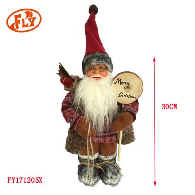 China Santa Claus With Brown Waistcoat Standing Christamas Home Decoration 30CM for sale