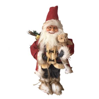 China Christamas Home Standing 60cm Santa Decoration with Bear Pine Cones Ornament Collection Santa Claus Decoration Christmas Holiday Figurine for sale