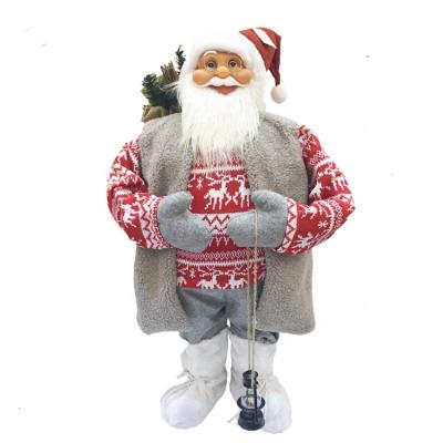 China Custom Made Lovely Christmas Santa Claus With Gray Waist For Christmas Decoration Cheap Christmas Decoration 80cm for sale