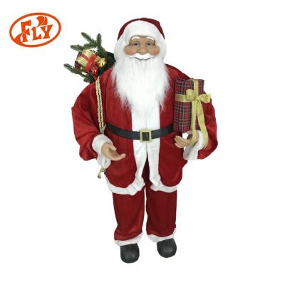 China 2020 Fix Christamas Home Decoration Product 100CM The Classic Santa Claus With Red Cloth And Big Gift Box For Christmas Decoration for sale