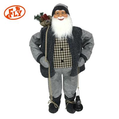 China Christamas Home Decoration 120CM Fix The Classic Santa Claus With Gray Plush Vest For Christmas Decoration for sale