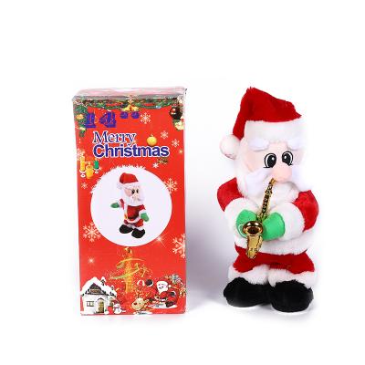 China 2020 Cute New Arrival 14inch Plush Toy Christamas Home Decoration Electric Santa Claus Playing Saxophone for sale