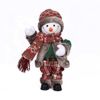 China Christamas Home Decoration 12Inch Quest Scarf Christmas Snowman With Music Animated And Dancing Red Small Size Clausing Figurie for sale