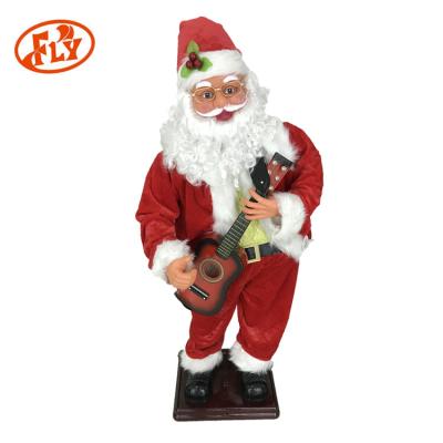 China Big Cloth Doll Christmas Plastic Singer Santa Claus Playing Guitar Outdoor Decoration for sale