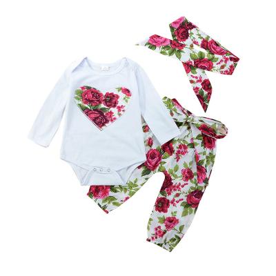 China Hao Baby Breathable 2019 New Female Baby Costume Girls Wear Print Infant Child Autumn Romper Round Neck Clothing for sale