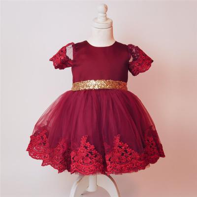 China Hao Baby anti-static 2022 new children lace up with bow and wholesale flower girl child dresses for sale