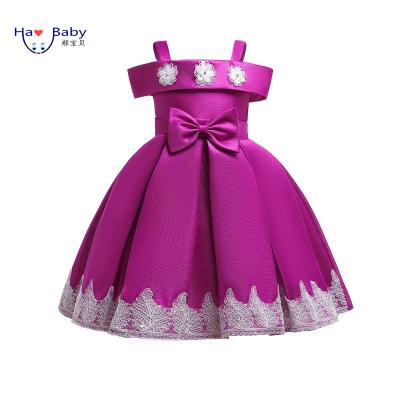 China Hao Baby Summer New Style Party Flower Princess Kids Breathable One-Line Dress Sets for sale