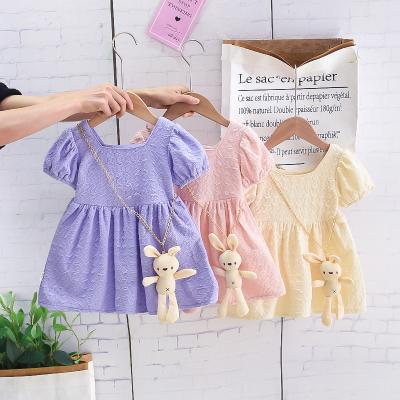 China Hao Baby Summer Kids Clothing Breathable 2022 Princess Girl Dress New With Cute Bear Doll Style All-match Skirt for sale