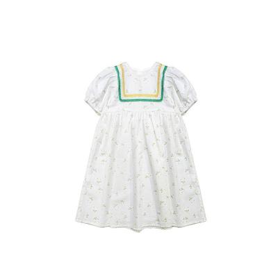 China Hao Baby Breathable 2022 New Children's Clothing French Girls Dress Summer Print Children's Dress Round Neck Princess Skirt for sale