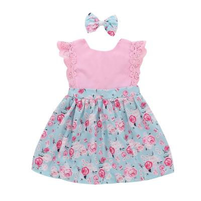 China Hao Baby 2019 Summer Sale Anti-static Hot Baby Girls Clothing Sweet Rose Print Princess Dress for sale