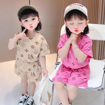 China Other Hao Baby 2022 new summer dress girls children printing costumes fashion two-piece sets for sale