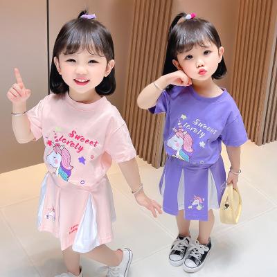 China Other Hao Baby New Summer Kids Clothing Girl Cartoon Short Sleeve Skirt Two-piece Sets for sale