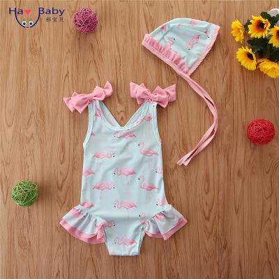 China The fabrics is comfortable and fashion. Baby Girls Sunscreen Beach Short Sleeve Swimsuits Kids One-Piece Girls Swimsuits Hao Baby Children Bathing Suits for sale