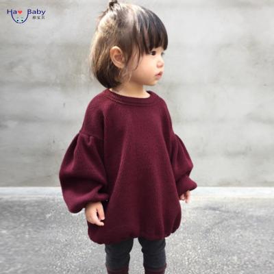 China The fabrics is comfortable and fashion. New HaoBaby Children's INS Explosion Models Children's Clothes Spring Lantern Sleeves Solid Color Girl's T-shirt for sale