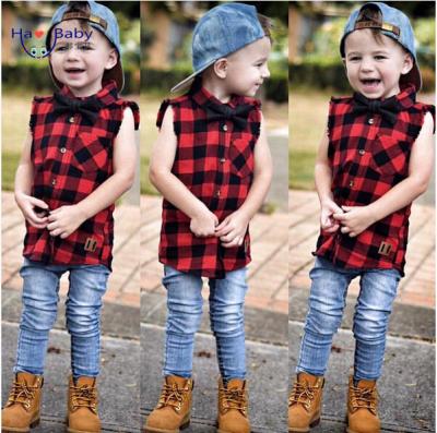 China Anti-pilling Hao Baby Boy Casual Toddler Checked Shirt with Boy's Vest Shirts for sale