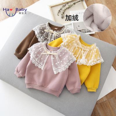 China Anti-wrinkle Hao Baby Winter New Korean version girl velvet warming baby clothes embroidery sweater for sale