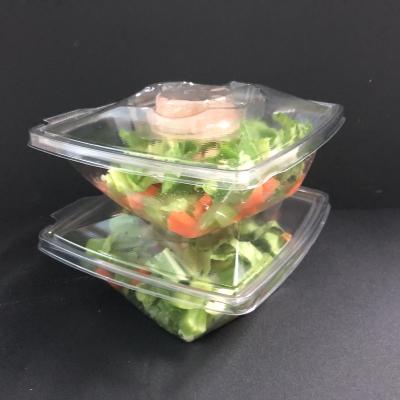 China Disposable Disposable Clear Blister Plastic Salad Bowl With Box / Sauce Fork To Take Out Box UFO-32 for sale