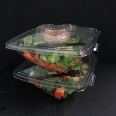 China Disposable Disposable Clear Blister Plastic Salad Container With Sauce Box Take Out Box UFO-32 for sale