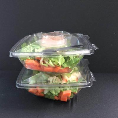 China Disposable Clear Blister Plastic Salad Container With Sauce Box UFO-32 for sale