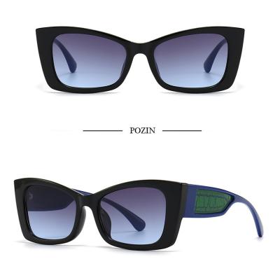 China Fashion sunglasses 2022 high-end pattern leather print cat eye print OEM French label French lady animal wide sunglasses for sale