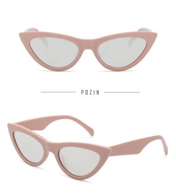 China Wholesale hot sale hot sale PC plastic plastic milk PC fashion sunglasses solid color triangle cat eye sunglasses pink woman 2021 for sale