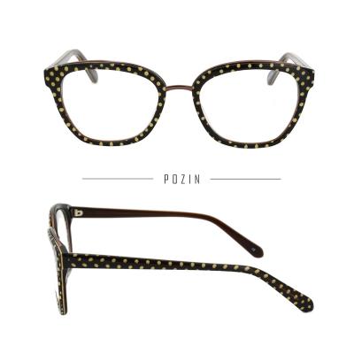 China For Reading Glasses 2021 Shape Pattern Cinnamon Polka Dot Colorful Houndstooth Handmade Acetate Myopia Glasses for sale