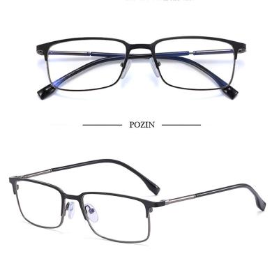 China For 2022 Reading Glass High End Rectangular Small Thin Frame Blue Rust Anti Blocking Spring Hinge Businessman Optical Frame Eyewear for sale