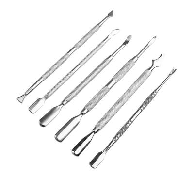 China Durable Stainless Steel Double ended Dead Skin Manicure Pusher  Nail ArtDouble Spoon Remover Nail Cuticle Pusher for sale