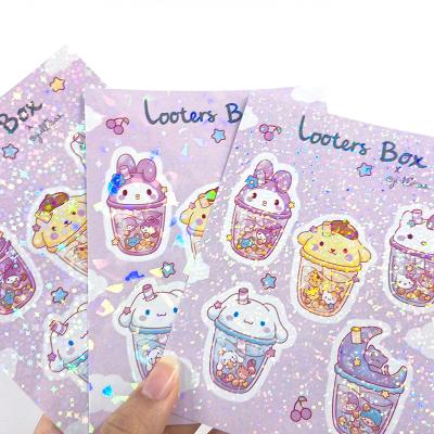 China Sticker Kawaii Stationery Decorative Custom Personalized Sparkle Transparent Sticker Sheets for sale