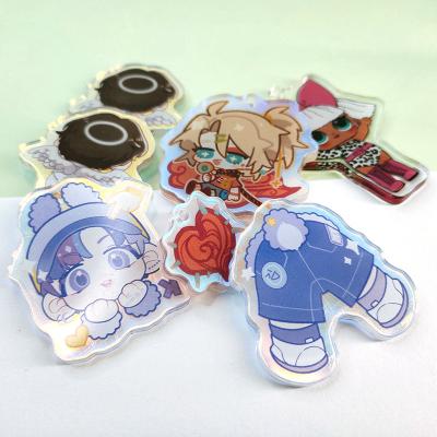 China Custom transparent printing acrylic key chain kawaii cartoon circle holographic acrylic key chain for sale